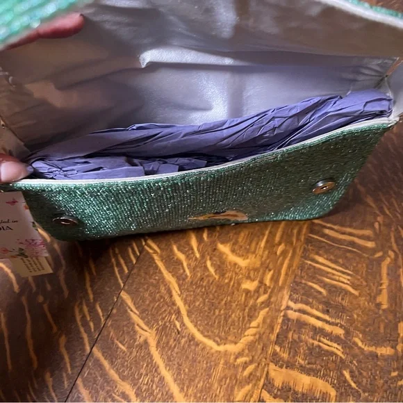 Hand Crafted in India VIRAL Beaded Cream Shoulder Bag with Lemon Diver NWT - Picture 4 of 7